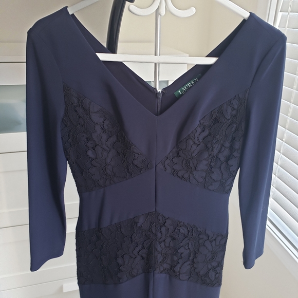 Lauren Ralph Lauren Lace Trim Jersey Dress - Picture 2 of 6